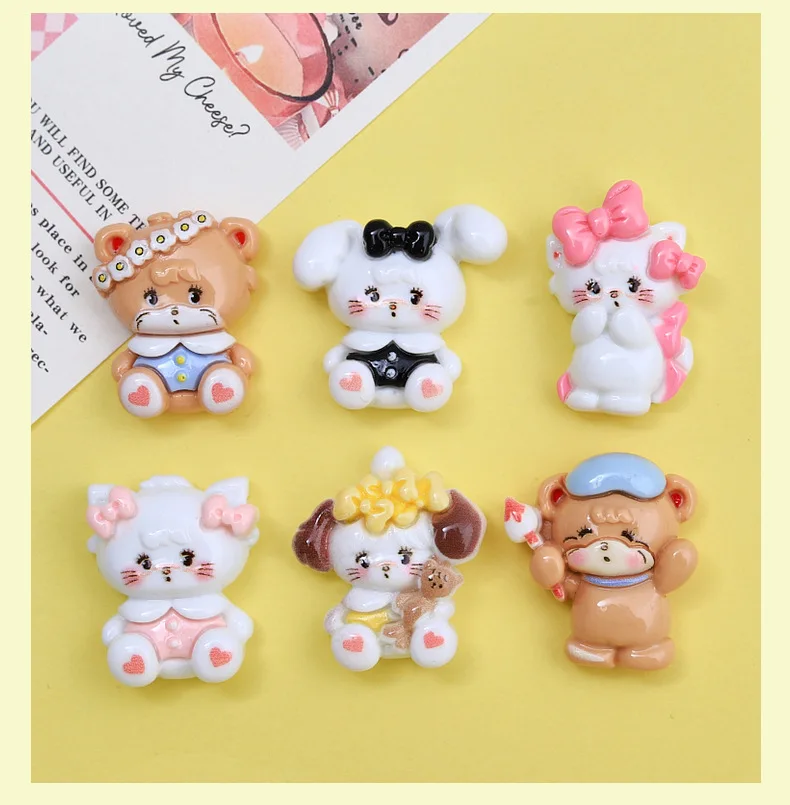 100 New Kawaii Mikkoed Cartoon Resin Flatback Crafts Cabochon Craft Ornament Jewelry Making Hairwear Accessories