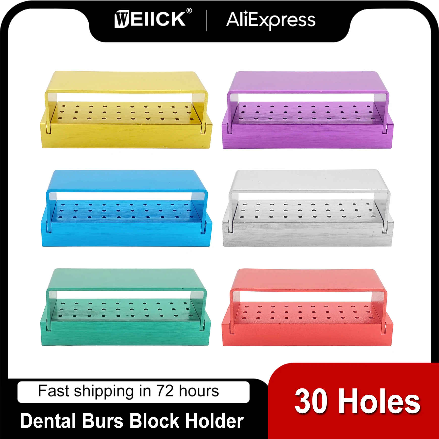 

WellCK Dental 30 Holes Burs Drill Disinfection Block High Speed Handpiece Holder Aluminium Instrument Dentistry Tools