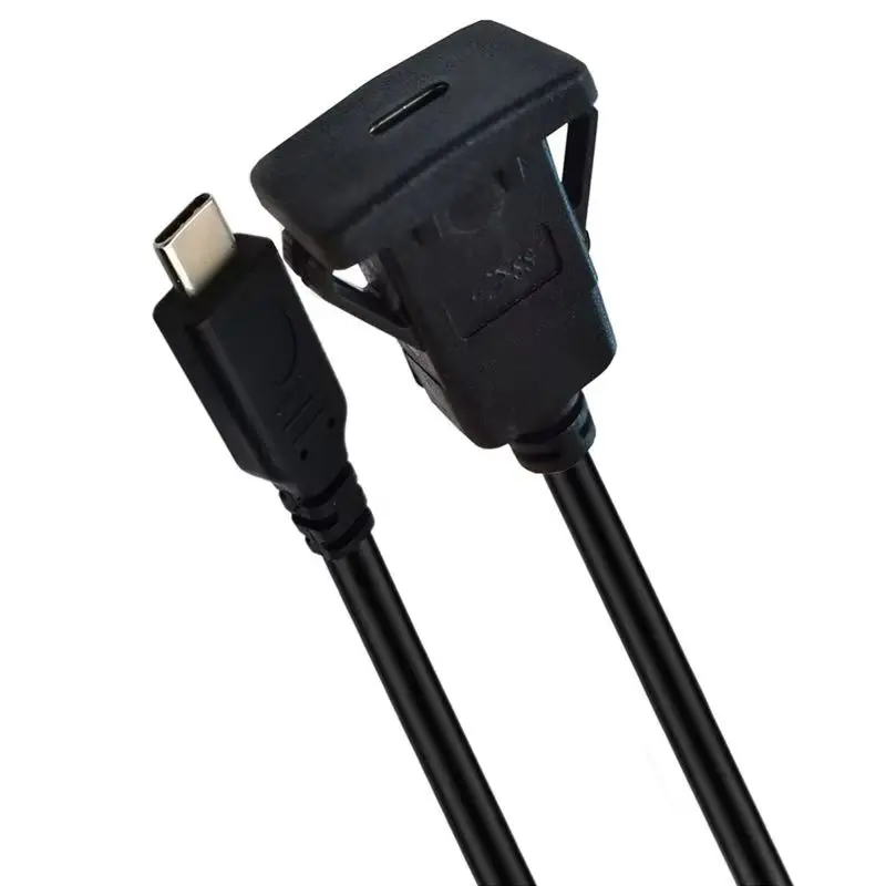 1m Type-C 3.1 Version Male to Female Over 3A Current 10Gbps Extended Data Charging Car Yacht Motorcycle Dashboard Panel Cable