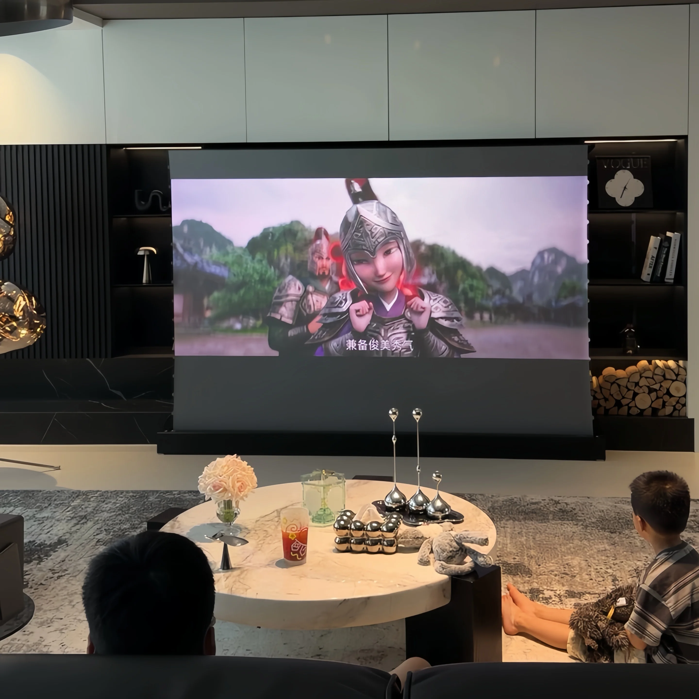 150 Inch ALR Ambient Light Rejecting Electric Floor Rising Projector Screen Roll Up Motorized For Normal/Long Throw Beamer
