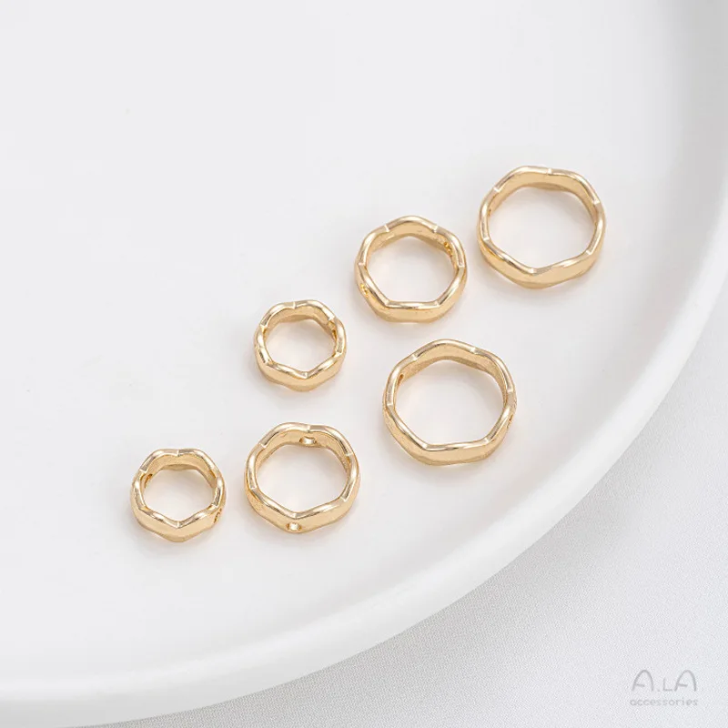 14K Gold Color-preserving Wave Ring Set Bead Ring Bead Ring Handmade DIY String Pearl Bracelet Necklace Jewelry Accessories