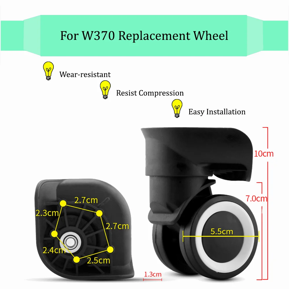 For W370 Luggage Wheel Trolley Case Wheel Pulley Sliding Casters Universal Wheel Repair Silent Wear-resistant