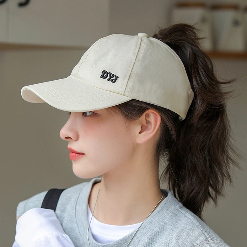 Summer Solid Color Baseball Caps Golf Wear Women Sport Leisure Ponytail Hat Mesh Quick-Drying Half-Hollow Men's Peaked Cap