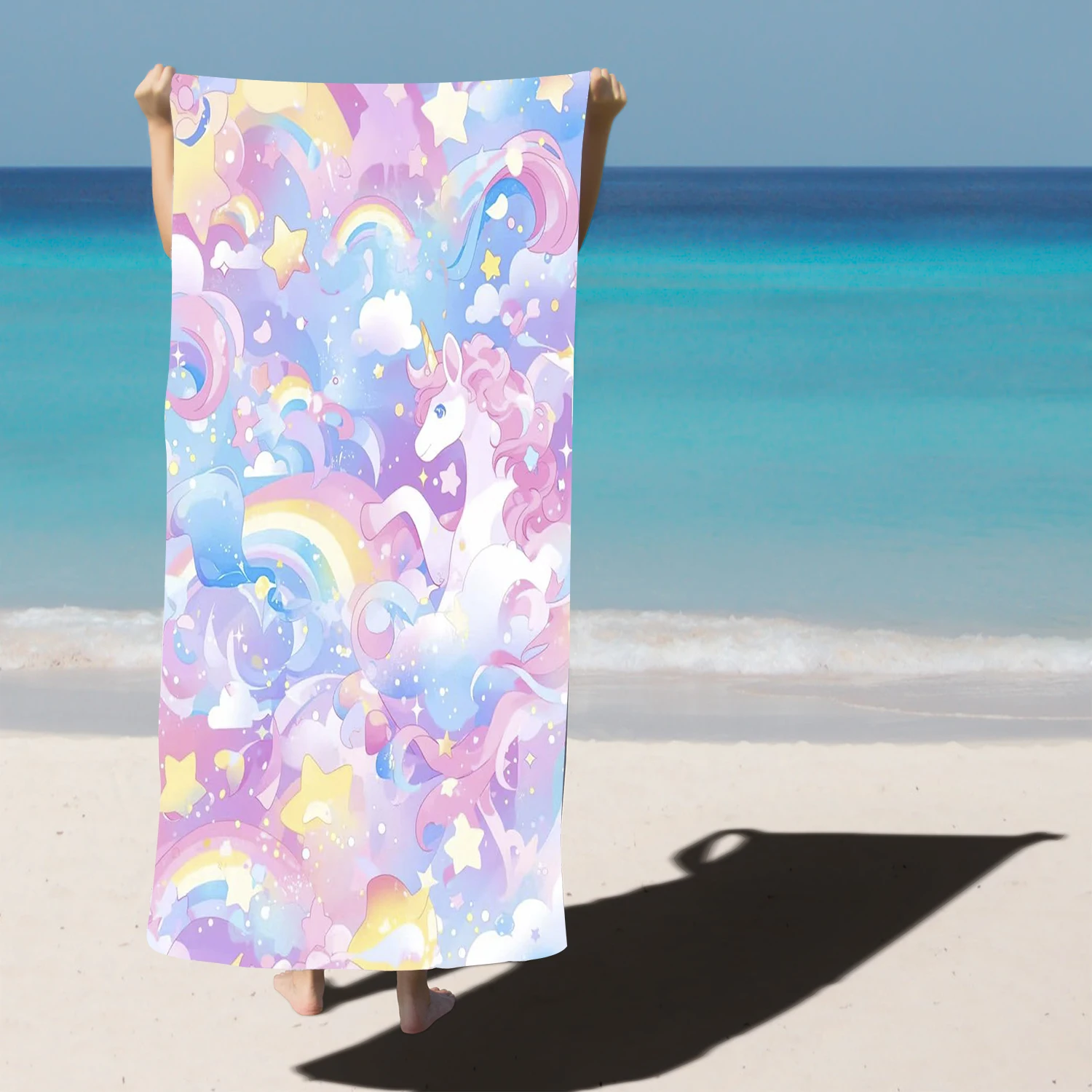 

Пляжное полотенце со звездами и рисунком, мягкие полотенца для ванной комнаты, душа, большие микрофибры для путешествий, пикника, бассейна, милые полотенца для детей