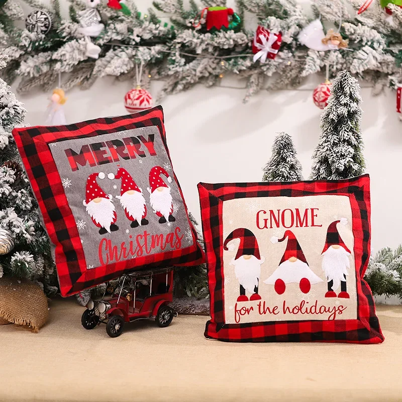 Christmas Pillow Covers Linen Print Pillow Case Decorative Santa Claus Printing Festive Home Decor Decorative Pillows for Sofa