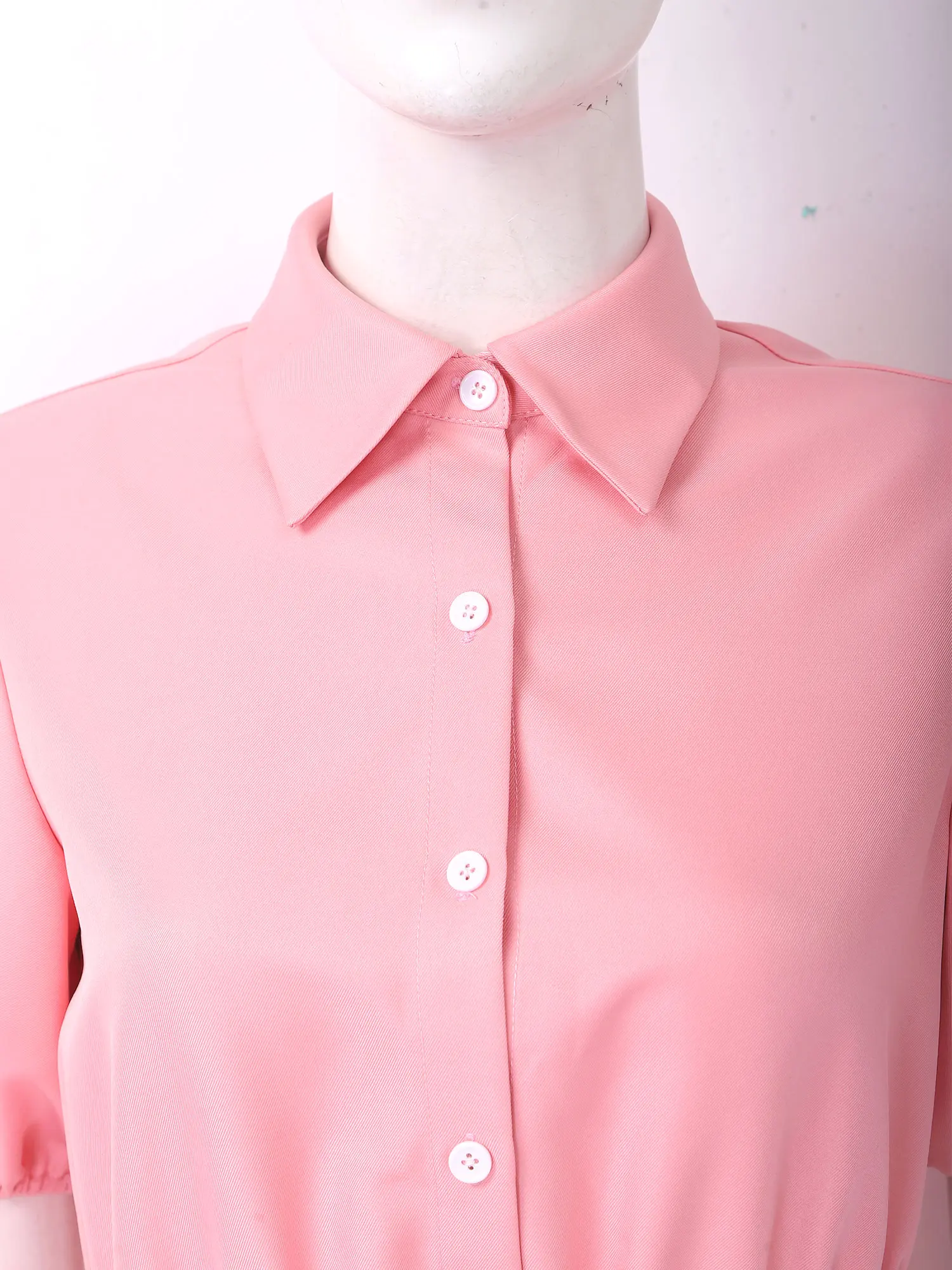 Women Casual Rompers Short Puff Sleeve Lapel Front Button-down Elastic Waist Shorts Bottom Jumpsuit for Office Work Vacation