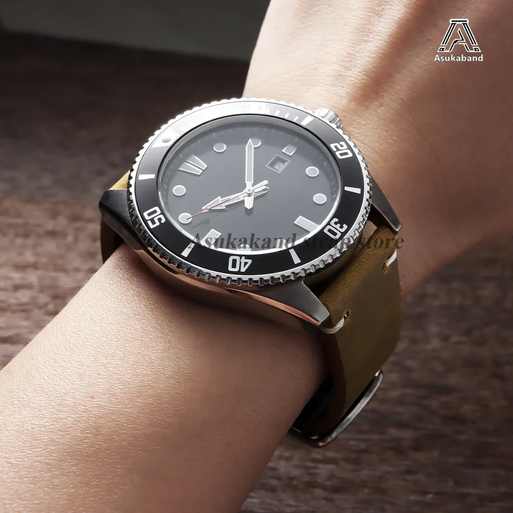18/19/20/21/22/24mm Vintage Öl-Wachs-Leder-Uhrenarmband für Omega für Seiko Handgenähtes Rindsleder-Armband Smartwatch-Armband – Detail 8