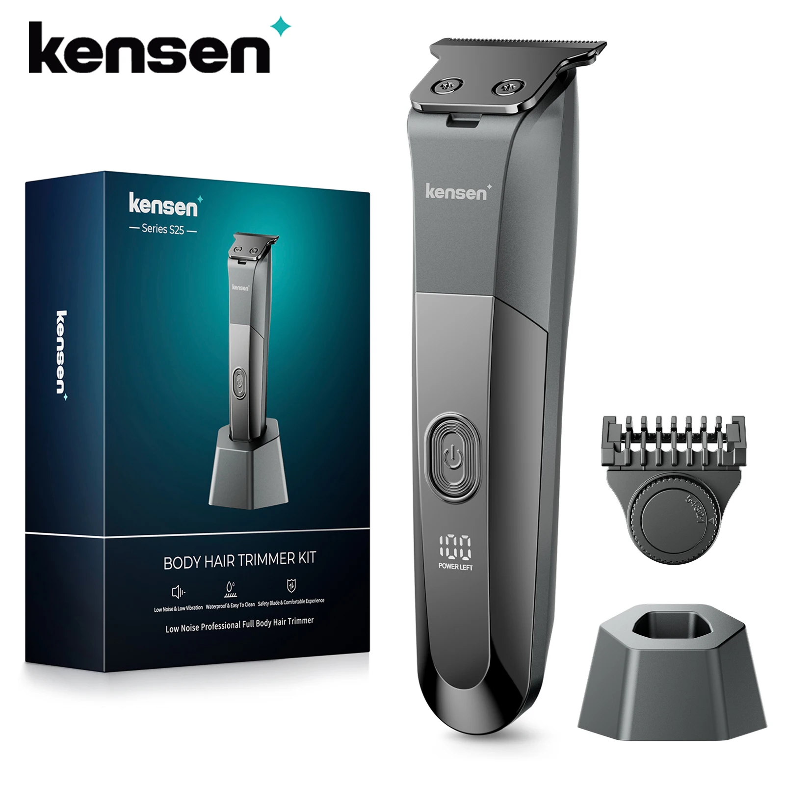 Kensen S25 Körperhaarschneider Herren verstellbarer Rasierer Haarschneidemaschine IPX6 Bartschneider Elektrorasierer Haarschneidemaschine Friseur