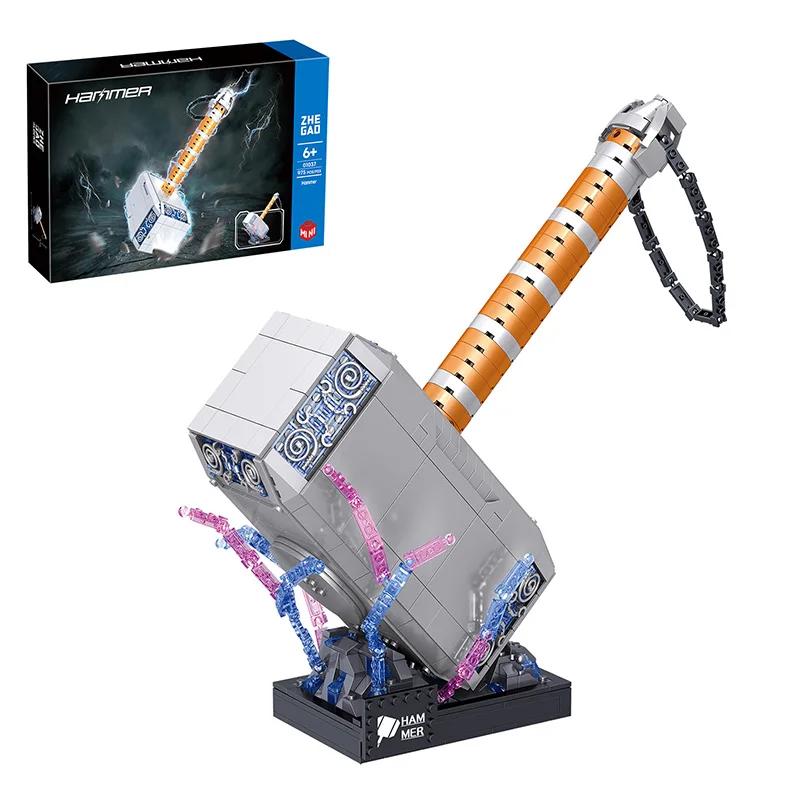 975 個クリエイティブサンダーハンマーモデルビルディングブロックトール武器 MOC 組み立てるレンガのおもちゃギフト子供のための