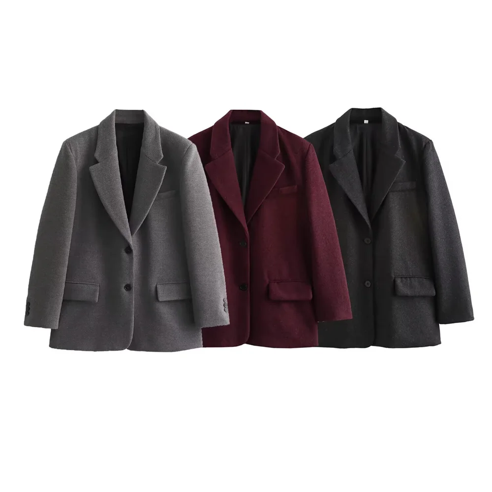 

European and American style autumn and winter new women's commuting versatile suit jacket with shoulder pads and straight leg