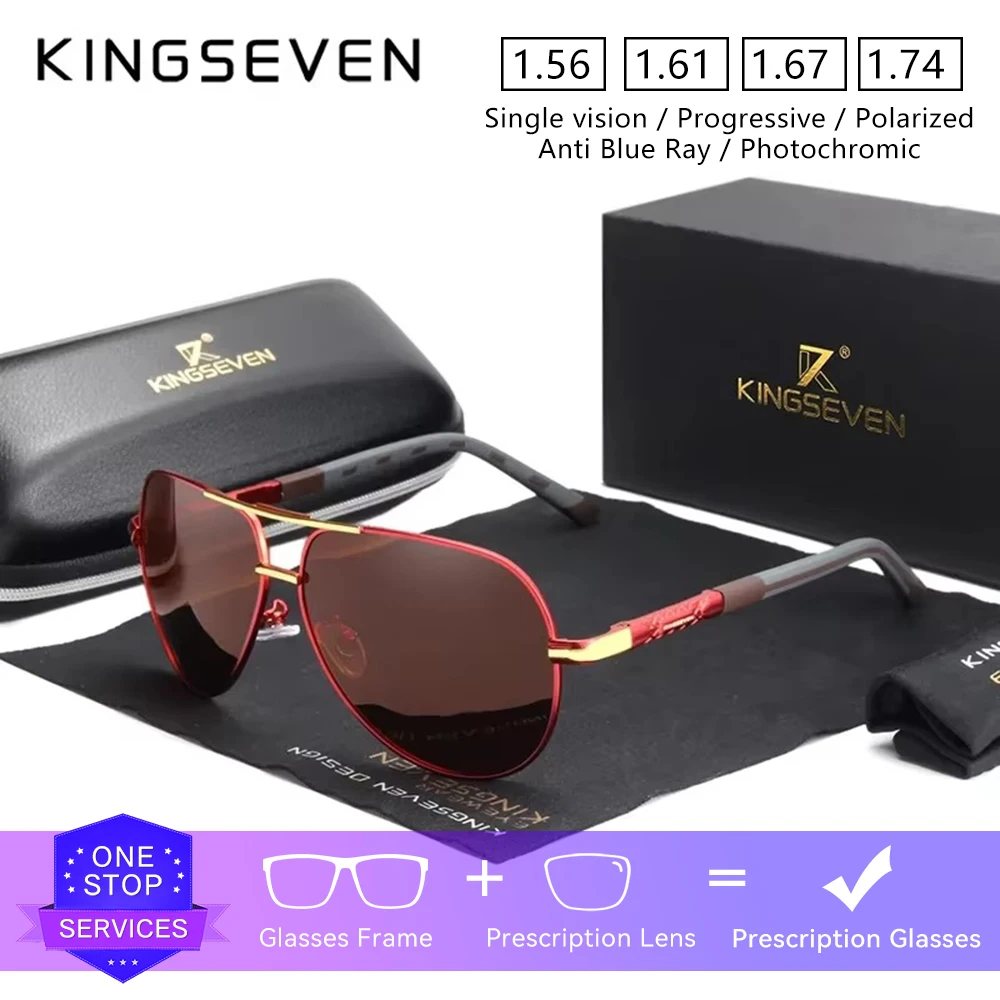 

KINGSEVEN мужские солнцезащитные очки для вождения, женские прогрессивные очки для близорукости и дальнозоркости по рецепту, оптические линзы + 1,0 ~ + 3,5, модные очки