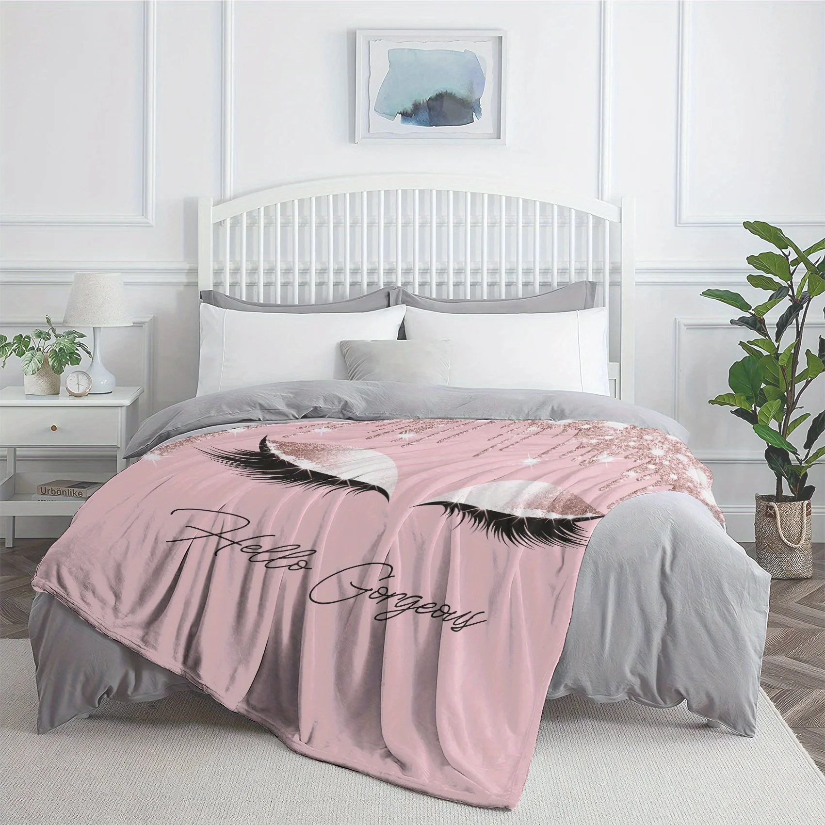 قطعة واحدة من بطانية الفانيلا الرموش المطبوعة ثلاثية الأبعاد الجميلة - بطانية رمي فائقة النعومة ودافئة ومريحة للأريكة والسرير والأريكة والمكتب والتخييم #4