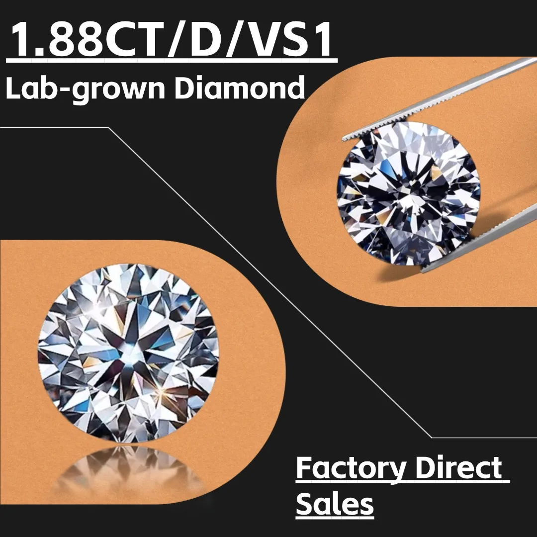 

Искусственный бриллиант 1.88 карата D VS1 круглой огранки, идеальный синтетический алмаз для колец, ожерелий, подвесок, серег, для создания ювелирных изделий своими руками