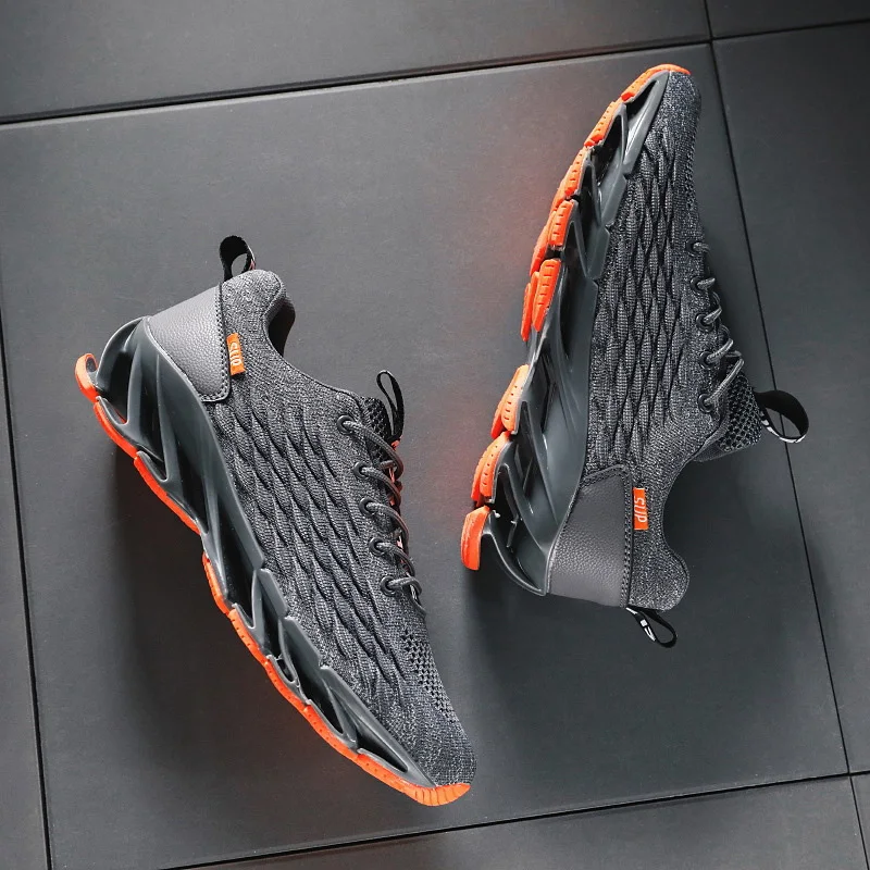 Men Blade Running Shoes Breathable Flying Woven Mesh Sneakers Shock Absorption Non-slip Athletic Training Sports Footwear