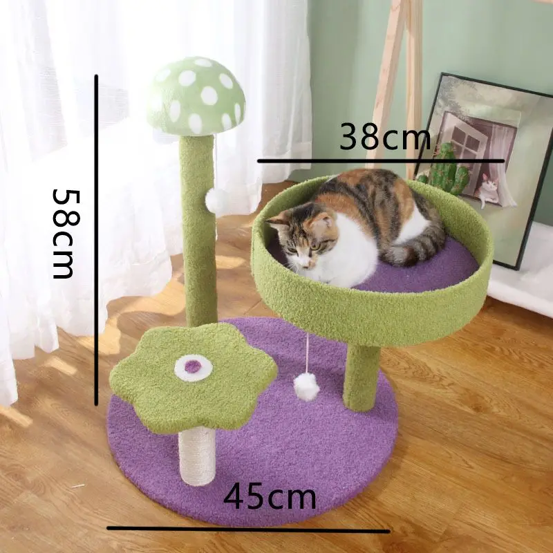Flower Cat Tree for Indoor Cats, Small Cat Tower with Sisal Scratching Post Plush Fluffy Balls Cat Toys Pet Furniture
