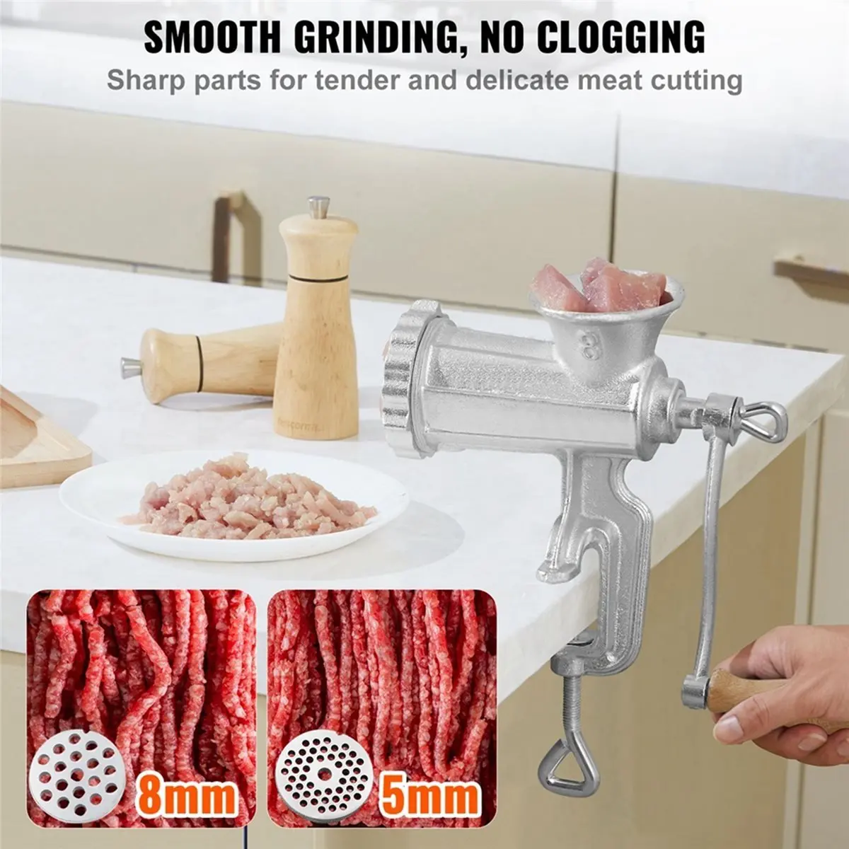 Manual Mini Meat Mincer Food Processor Grinder Portable Chopper Blender Steel for Beef Fish Home
