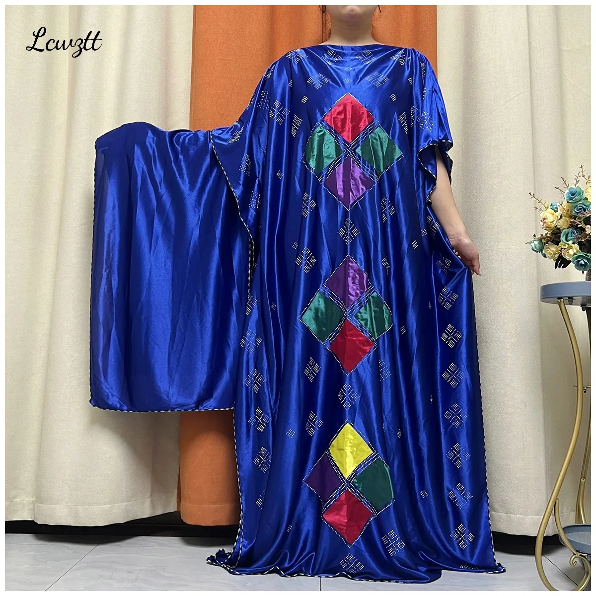 African Abaya For Women Kaftan Islamic Clothing With Scarf African Women Dress Inlaid Mubarak Dubai Femme Luxury Muslim Dress