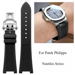 Non Toxic and Skin Friendly Silicone Watchband for Original Patek Philippe Nautilus Series 5711 5712G Notch Watch Strap 25x13 Mm