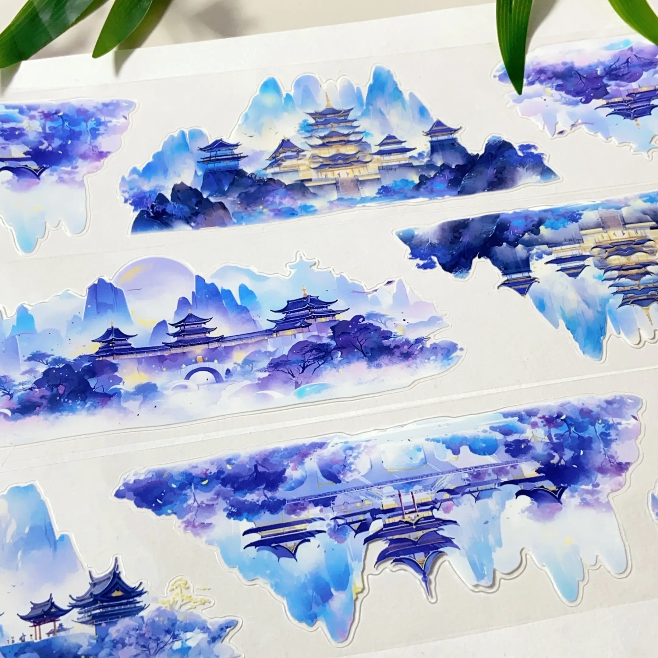 

Sky Story. Craft Pet Antique Architectural Landscape Die Cutting Card Diy Scrapbook Sticker 1 Loop Washi Pet Tape Sample Station