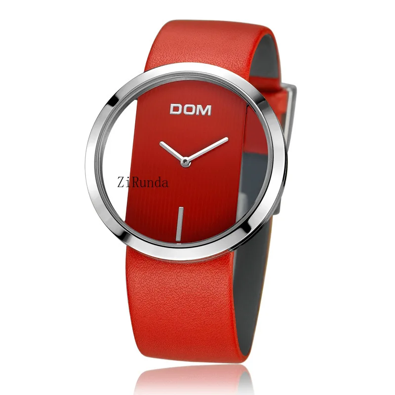 ساعة يد كلاسيكية مجوفة بسيطة من خلال نافذة كوارتز مقاومة للماء للنساء #3