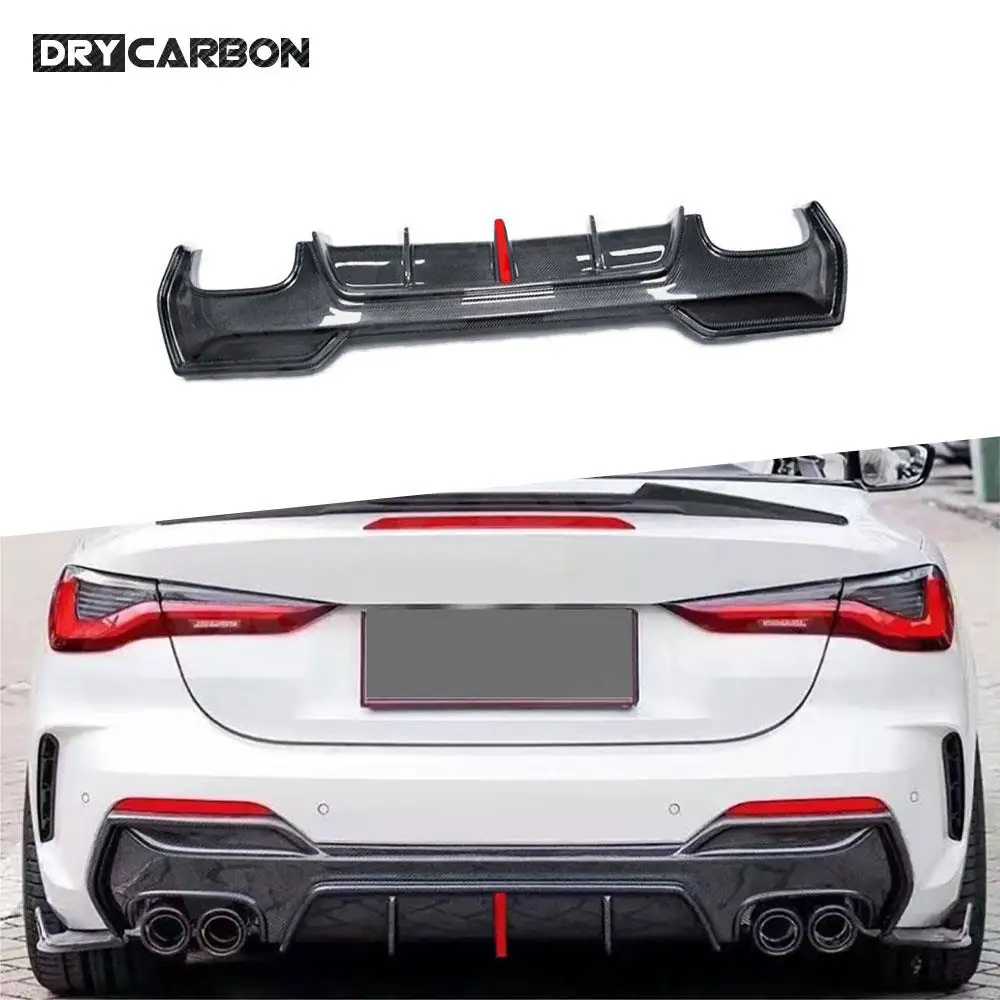 

For BMW 4 Series G22 G23 Coupe 2021 + Dry Carbon Fiber Rear Bumpers Lip Diffuser With LED Light Car Styling Bodykits Accessories