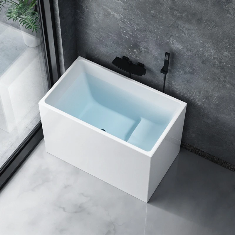 Mini small bathtub Japanese deep soaking seated acrylic household freestanding adult bathroom bathtub