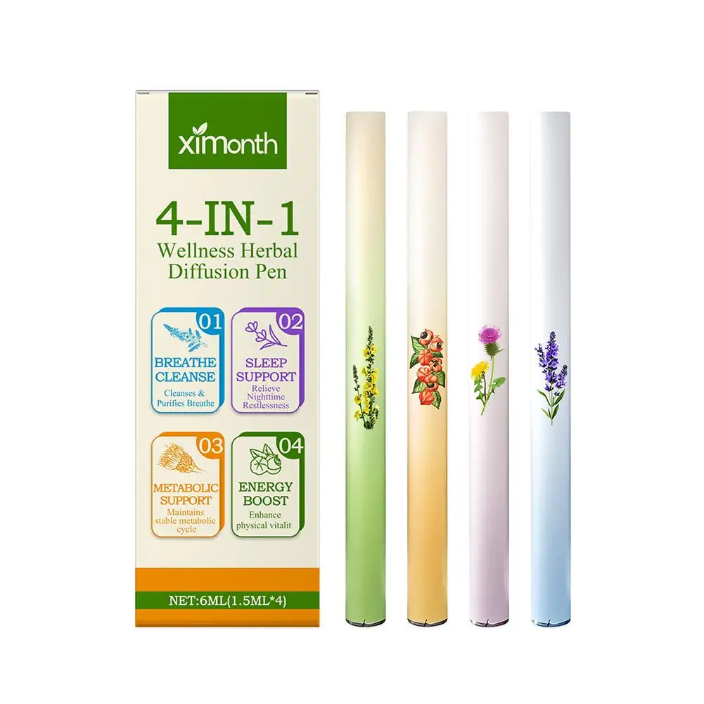 Herbal Energy Combination Bar Natural Herbal Formula Portable Clear Breathing Refreshing Aromatherapy Diffuser Lung-Cleaning 4pc