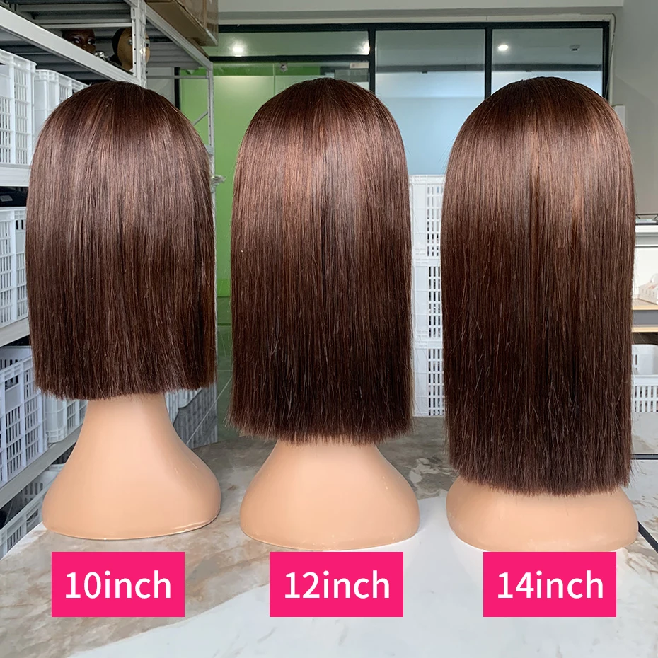 #2 Brown Raw Hair Vietnamese 250 Density 100% Human Hair Lace Frontal Wigs Straight 13x6 13x4 Bob Wig Lace Front Human Hair Wigs