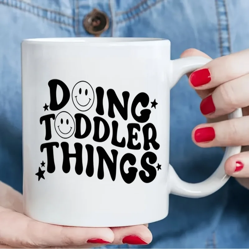 Doing Toddler Things Smile Face Star Print Ceramic Coffee Mug 11oz 350ml Personalized Custom Colorful Print Cute Aesthetic Micro