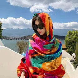 Spring Scarf Women's Luxury Design Scarf Silk Smooth Scarf Soft Muslim Headband Shawl Beach 90x180cm