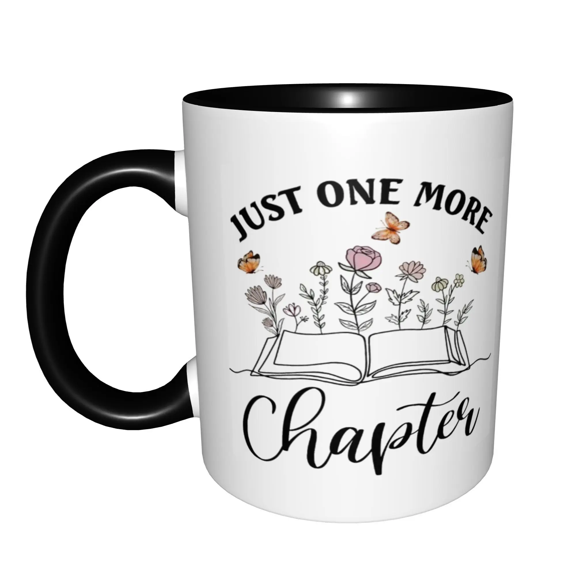 Gifts for Book Lovers Women - Just One More Chapter Mugs With Black Handle Birthday Coffee Mugs Ceramic Tea Cups 11oz