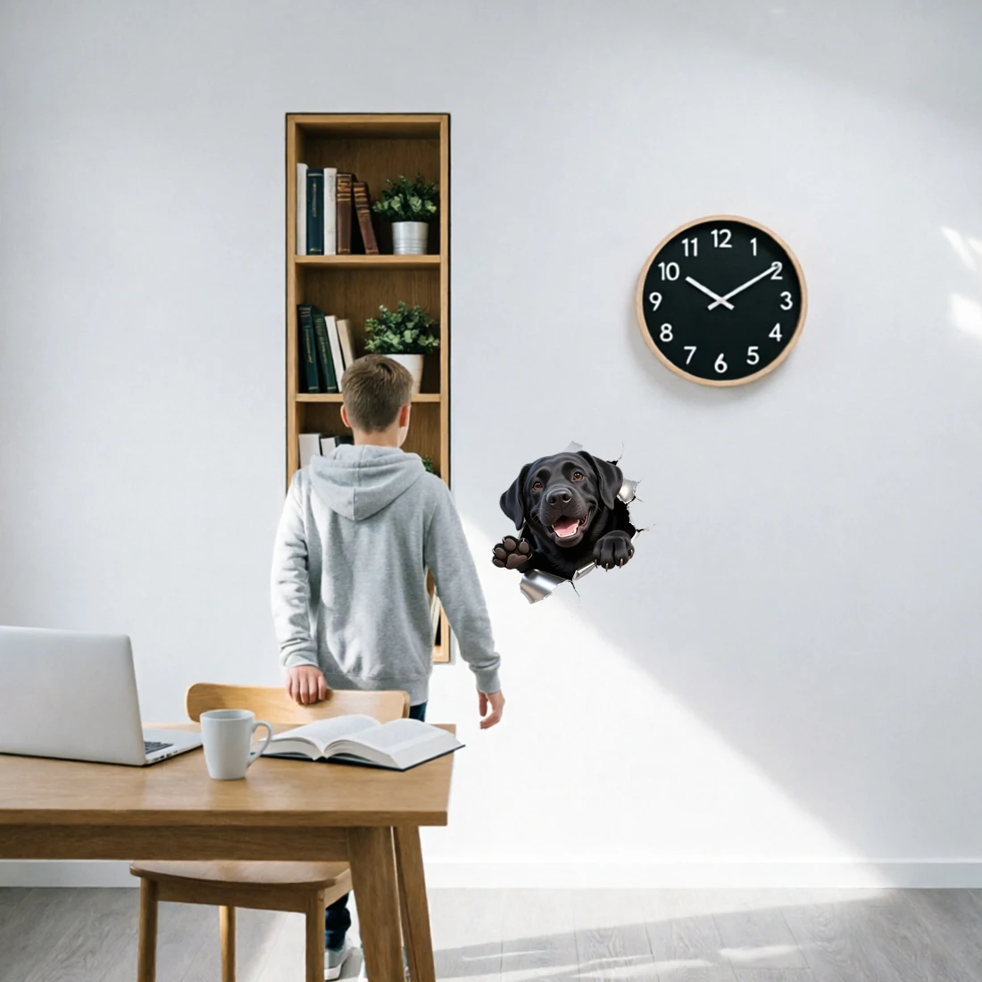 Three Ratels CAA27 funny Labrador Retriever Broken hole wall stickers for home decoration Personalized car decals