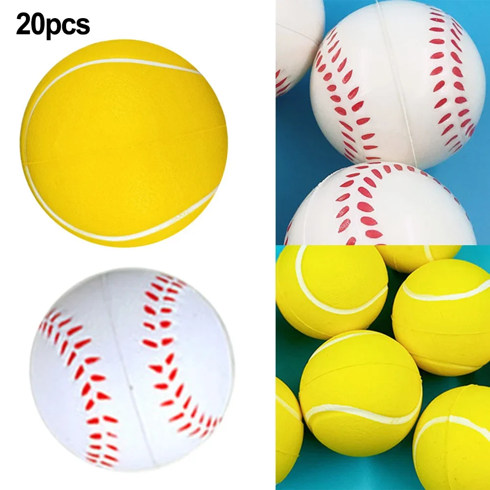 20pcs Foam Ball Soft Foam Sponge Tennis Balls Baseball Balls Polyurethane Yellow White Sports Equipment For Kids And Adults