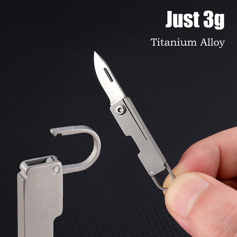 20Styles Titanium Alloy Mini Folding Knife High Hardness D2 Steel Sharp Knife With Keychain Pendant Disassembly Express Open Box