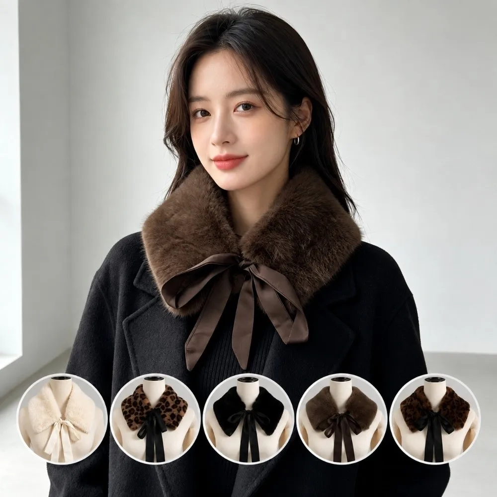 Versatile Fluffy Fur Collar Scarf Warm Lace Up Style Mink Fur Scarf Thickened Imitation Fur Scarf Winter Season