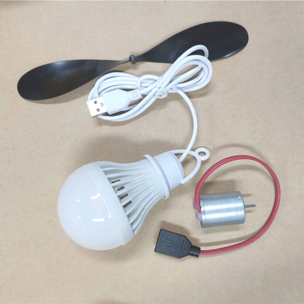 Cultivating Students DIY Set Wind Bulb Wind Power Generation Propeller Teaching Experiment USB Light Bulb 18cm