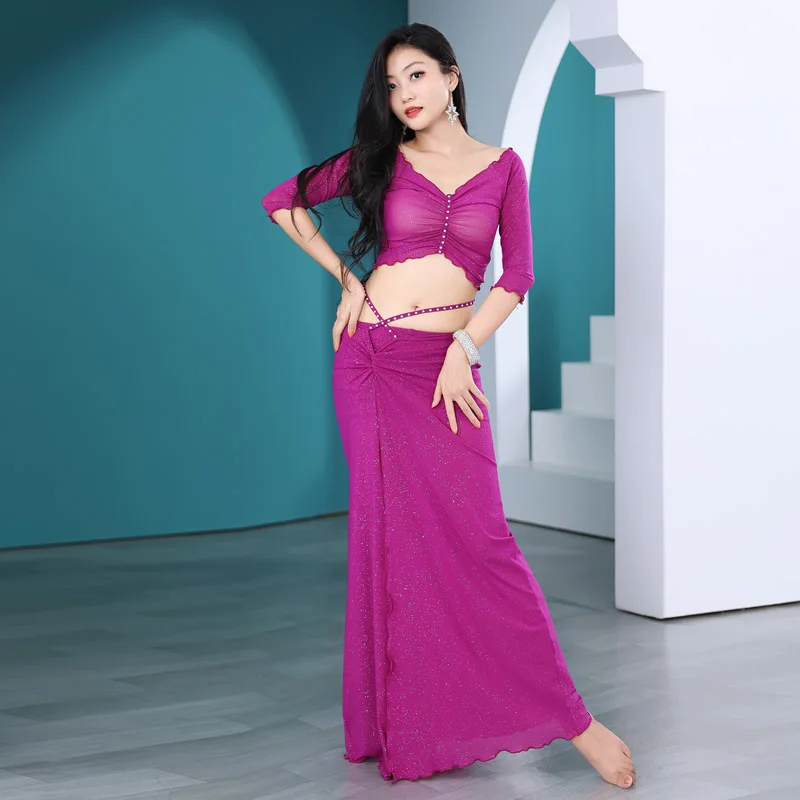 

Belly Dance Oriental Outfit Dance Wear Costumes Set for Women Belly Dancing Exercise Clothing Belly Dance Top+long Skirt 2pcs