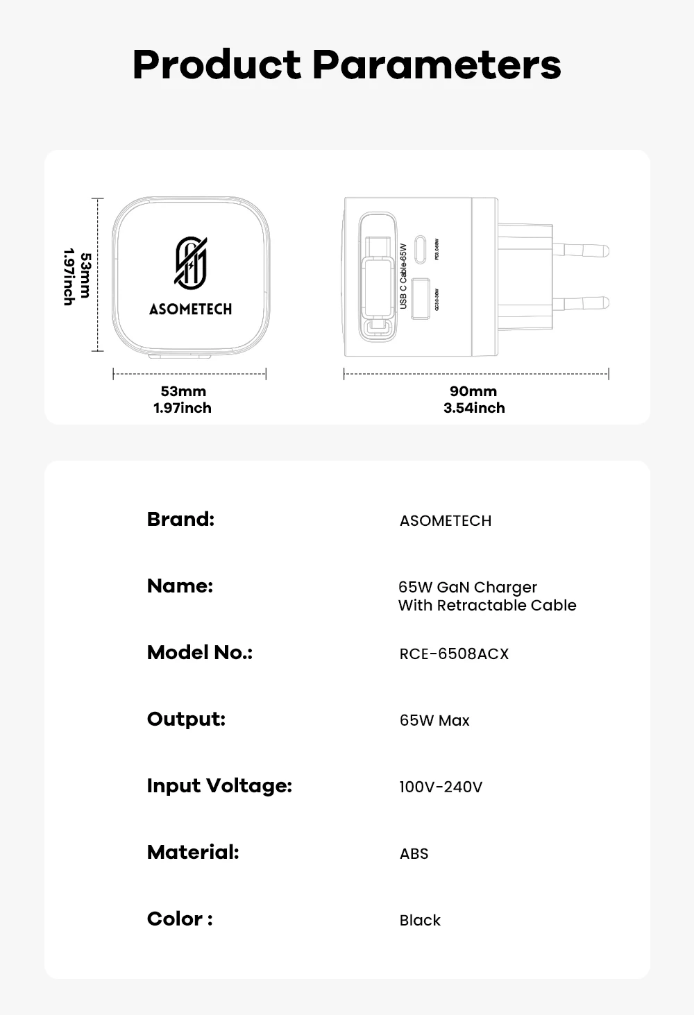 USB C Ladegerät 65W GaN Typ C Schnelle Lade Telefon Ladegerät Adapter Für iPhone Samsung Xiaomi Schnell Ladung EU/KR Stecker Wand Ladegerät – Detail 12