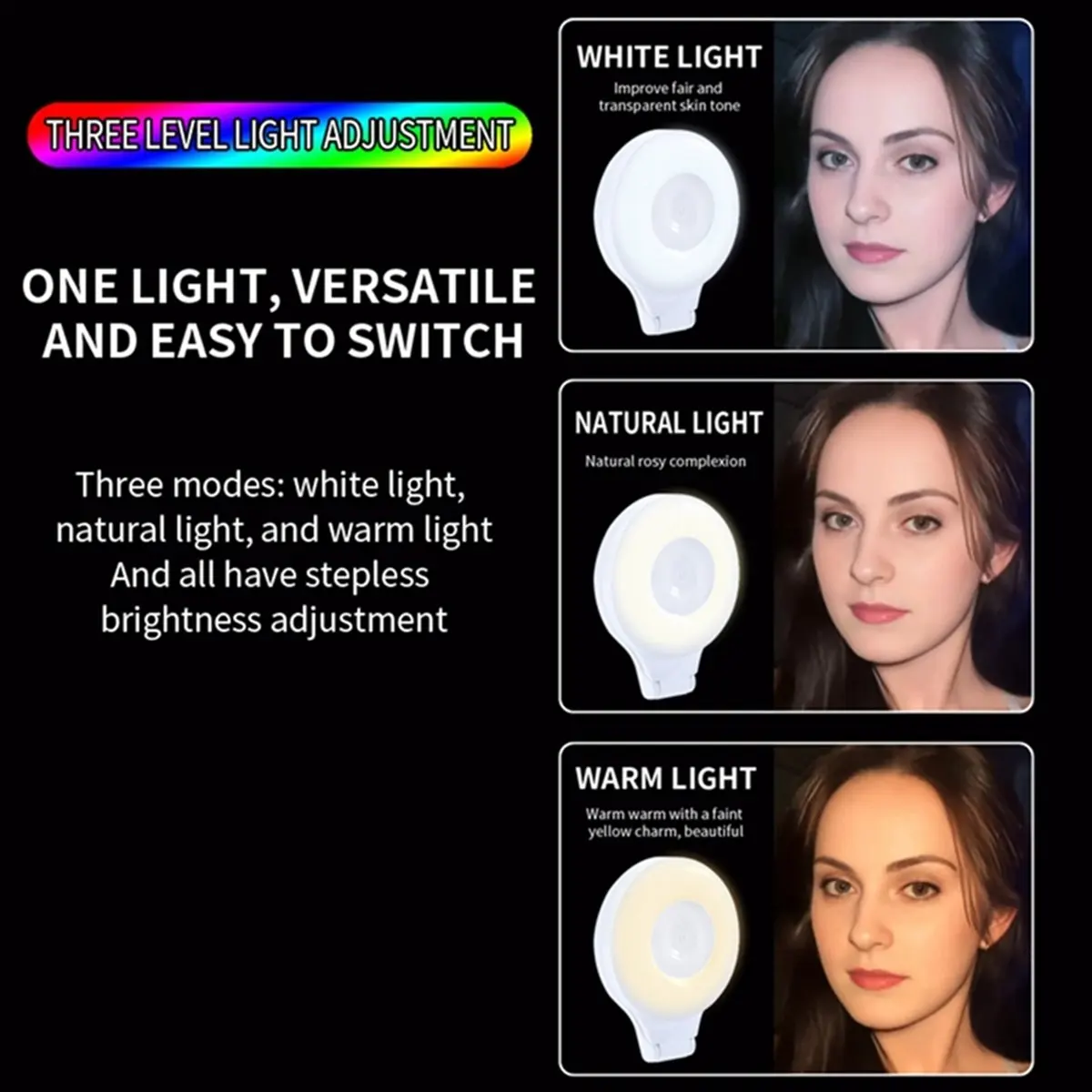 wilwill For Magsafe Mobile Phone Magnetic Fill Light Selfie Beauty Light Mobile Phone Fill Light Portable Mini Black