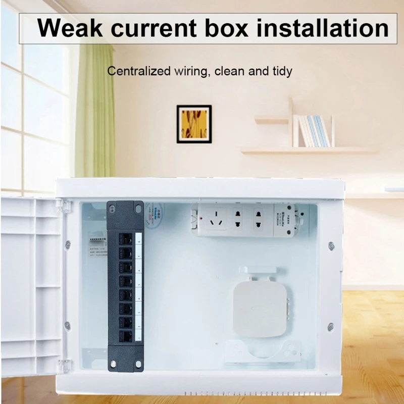 Panel de parche de montaje en pared Cat6 de 8 puertos, 10G, soporte 1U, Panel de parche de red UTP de 19 pulgadas