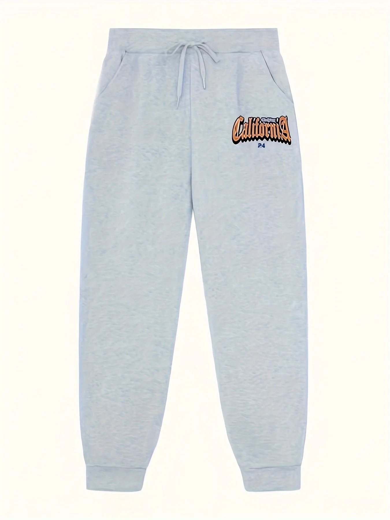 Light Daily Layer Men Sports Sweatpants California Retro Badge Print Durable Athletic Sports Trousers For Multi‑Scene Activity