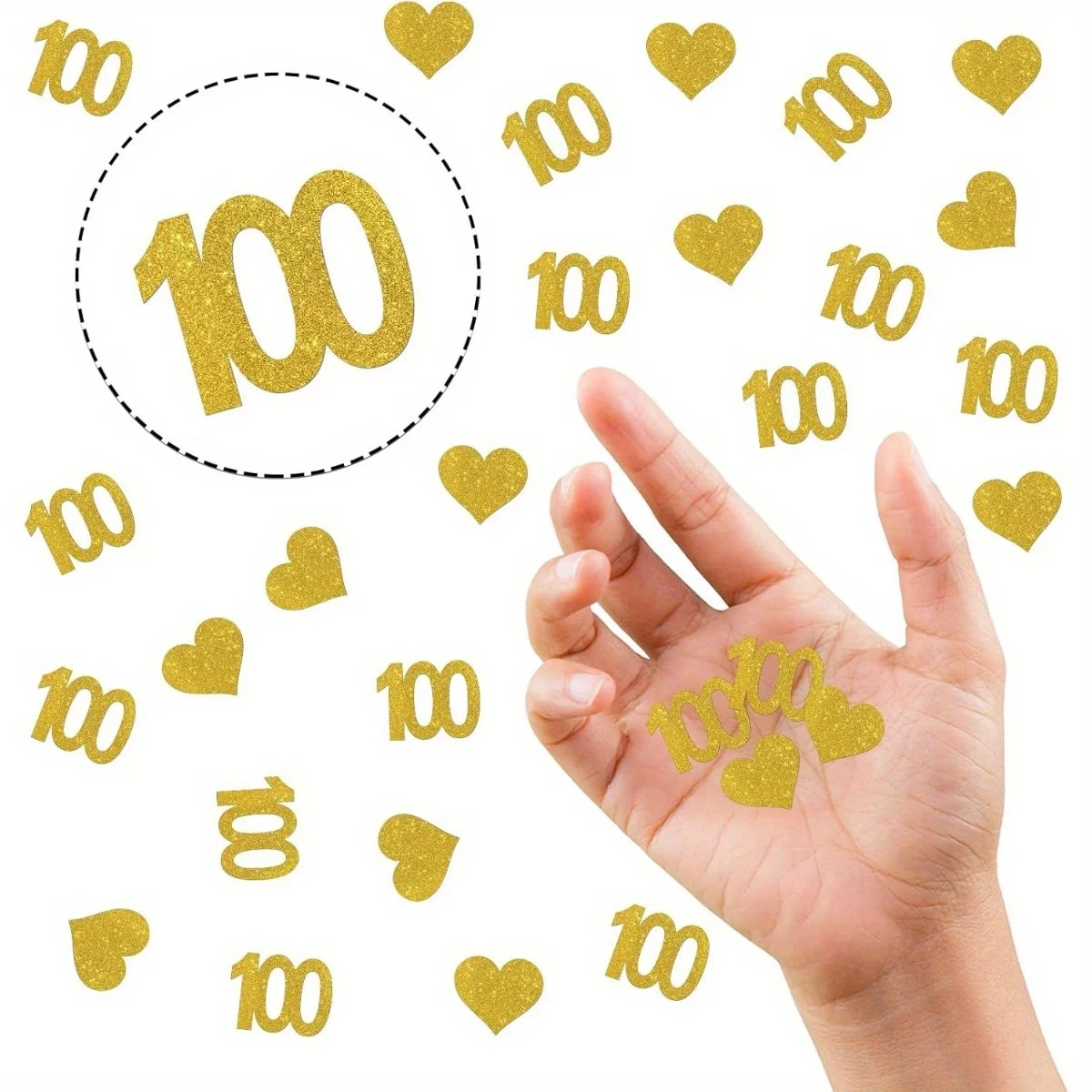 100 Stück Nummer 100 Konfetti, Happy 100th Birthday Tischdekoration, 100 Jahre Papierstreuung, Tischdekoration zum 100. Jubiläum – Detail 2