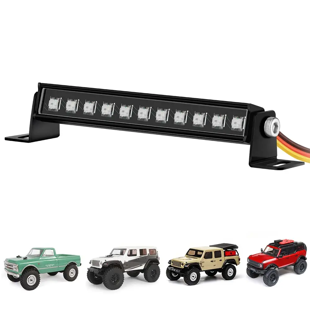 GLOBACT 44/56mm LED Light Bar 8 Modes Roof Lamp For 1/24 AXIAL SCX24 Bronco C10 JLU Gladiator Deadbolt RC Car Decoration Parts