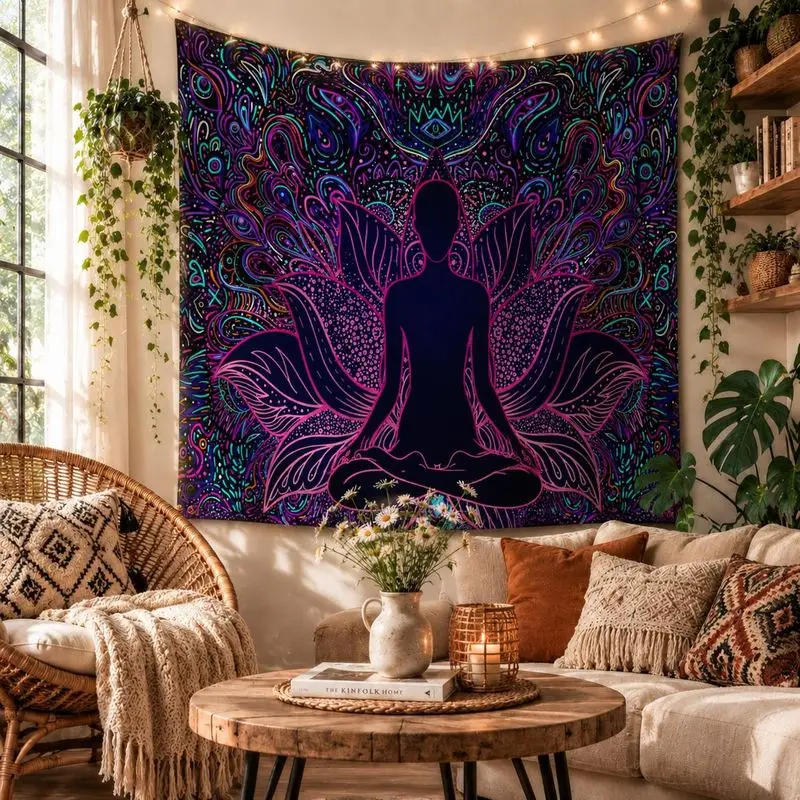 VIKAMA Wall Tapestry Religious Mosaic Art Jesus Walking on Water Boat Mural Home Decor Living Room Bedroom Dorm Aesthetic Print