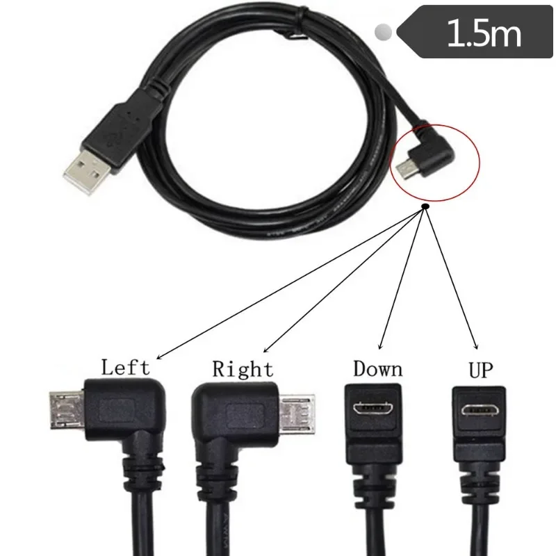 Right Angle Micro USB Charger Cable 90 Degree Bend for Samsung Huawei Xiaomi HTC Android Fast Charging Data Transfer Cord