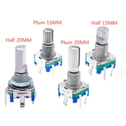 Interruptor codificador giratorio Ec11, potenciómetro de señal Digital de pulso de 20 bits, 15/20mm, mango de flor de ciruelo, medio eje, 5 unidades por lote