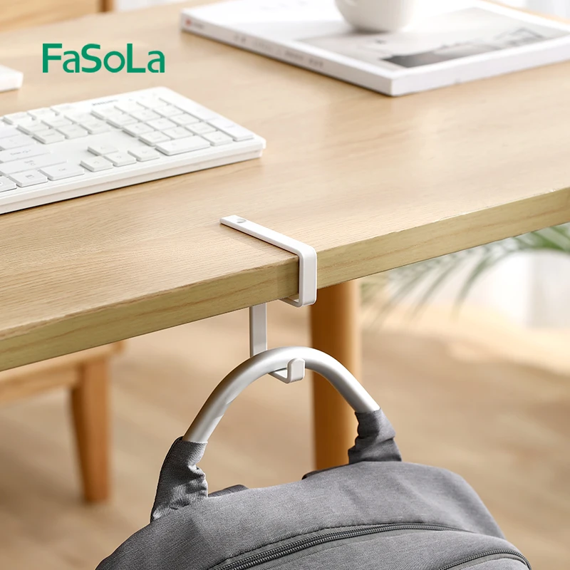 FaSoLa Bag Hanger Punch-free Table Side Hook Desk Edge Hooks Desk Hanger Non-Stick Backpack Storage Schoolbag Hook Holder