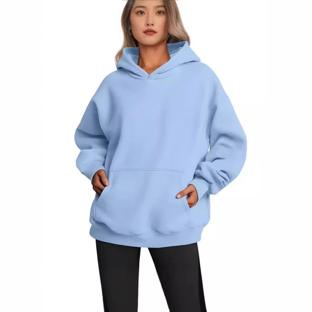 

Women's Clothing Autumn And Winter Velvet Comfortable Casual Solid Color Loose Hooded Long-sleeved Sweater
