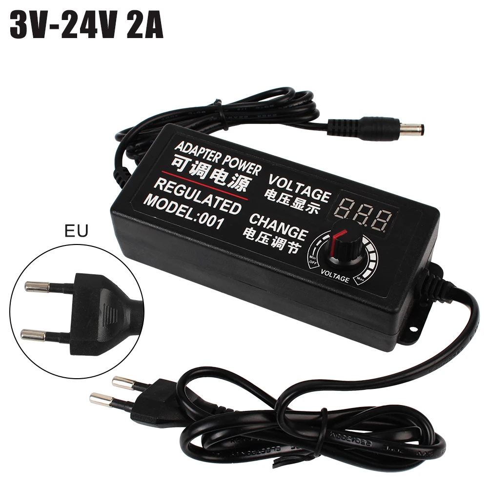 

3V-24V 2A DC EU Plastic Voltage Regulated AC Adjustable Adapter Display Screen Universal Power Supply Adatpor