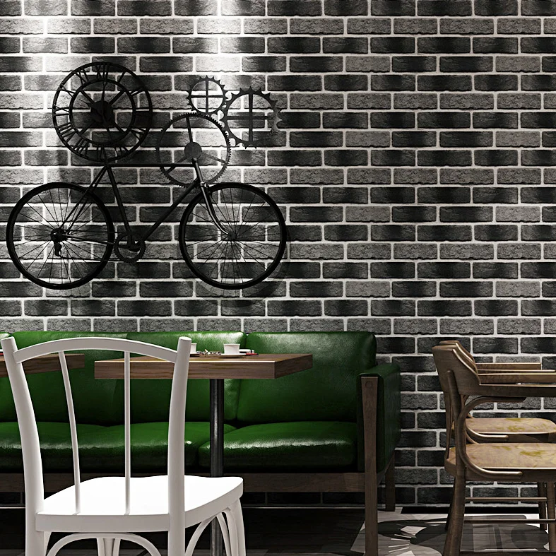 

Nostalgic 3D three-dimensional antique brick pattern wallpaper Cafe Bar Restaurant green brick red brick wallpaper